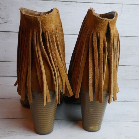Mossimo Supply Co Womens Size 9 Brown Suede Fringe Side Zip Bootie - Picture 4 of 12